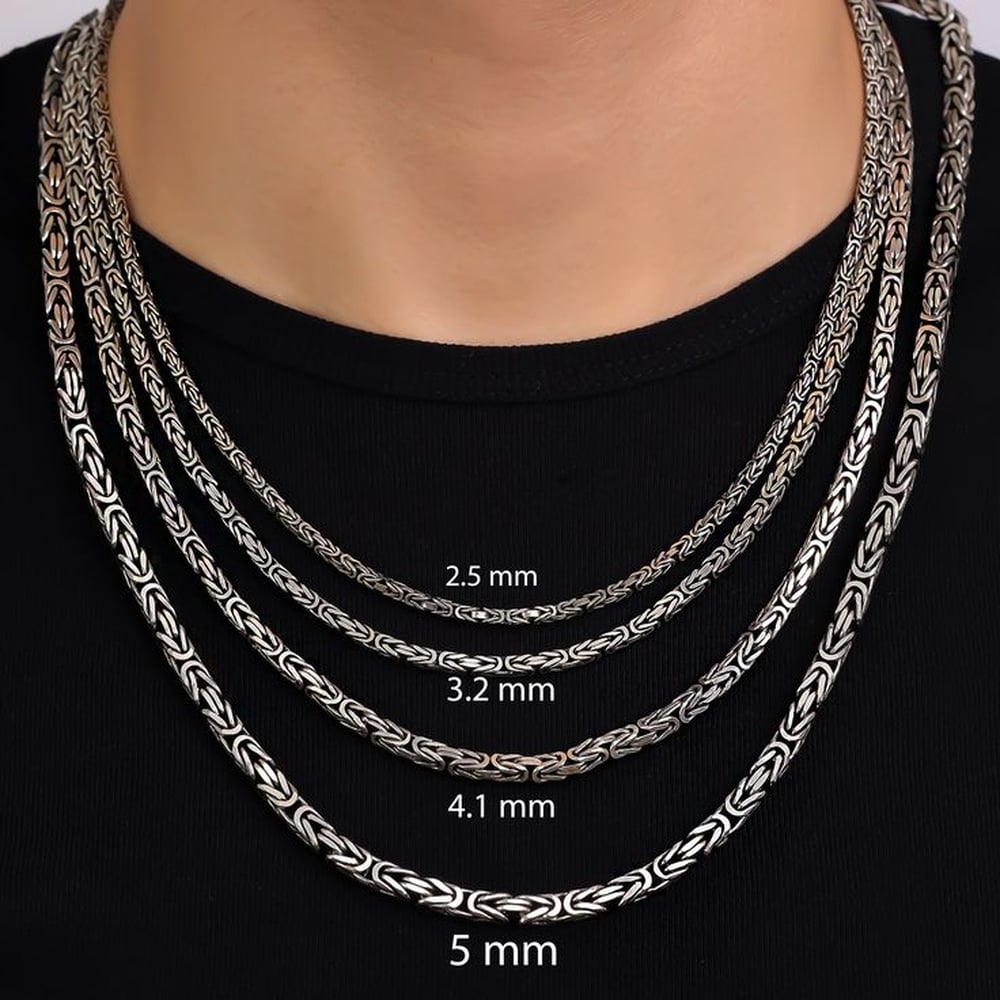 Handmade Silver Jewelry Byzantine Chain Necklace